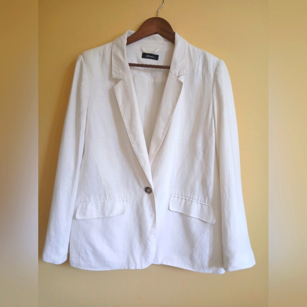 REITMANS White Linen Blazer Sz L
